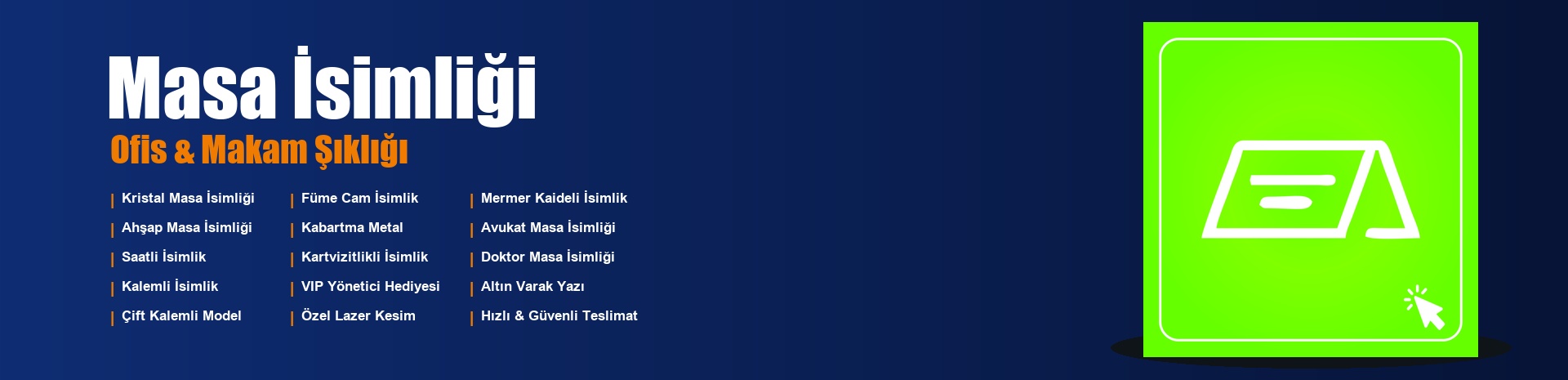 Lüks Kristal Masa İsimlikleri