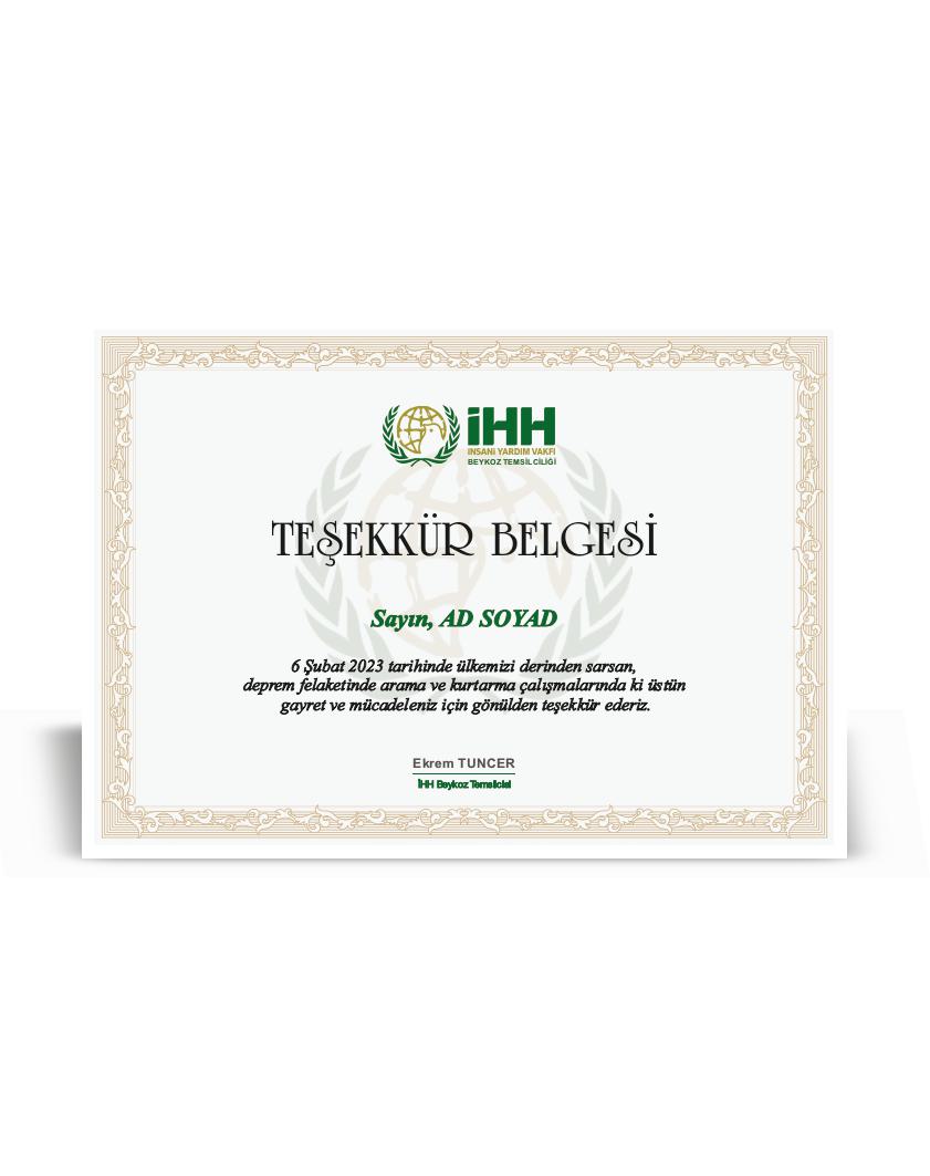 TEŞEKKÜR BELGESİ