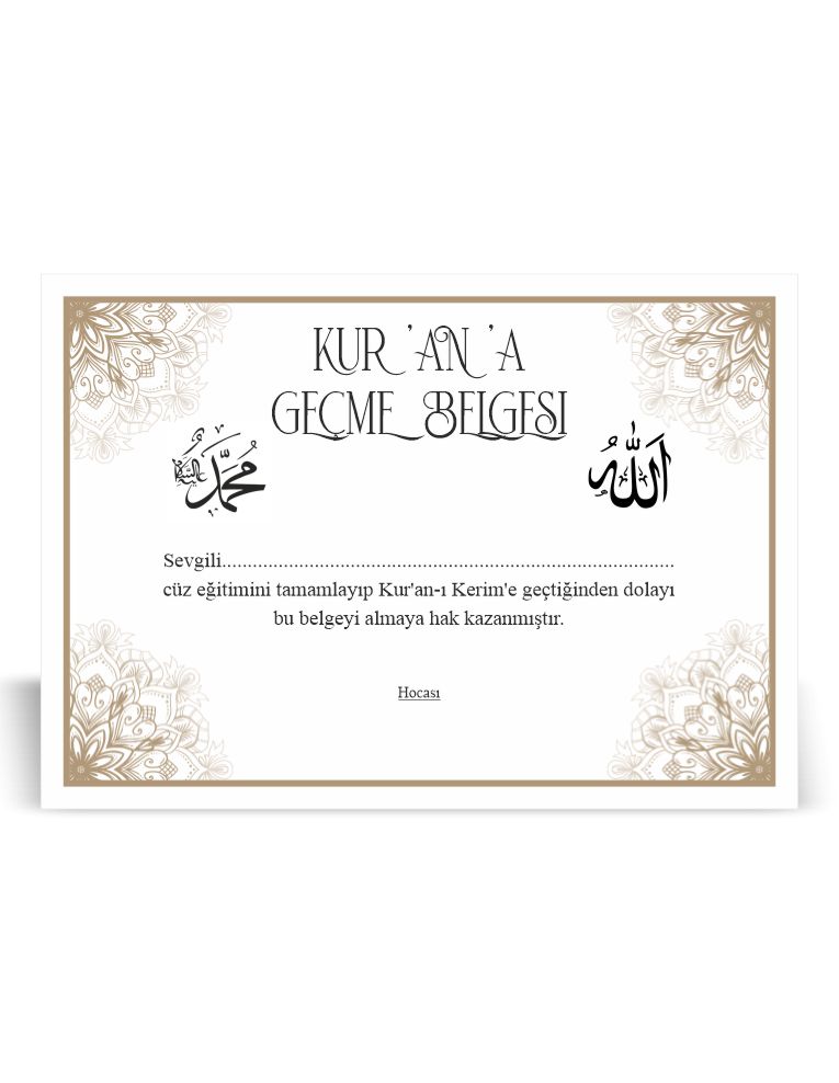 KUR'AN'A GEÇME BELGESİ